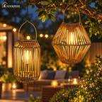 GlowWeave Solar Rattan Lantern