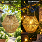GlowWeave Solar Rattan Lantern