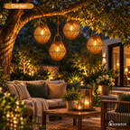 GlowWeave Solar Rattan Lantern