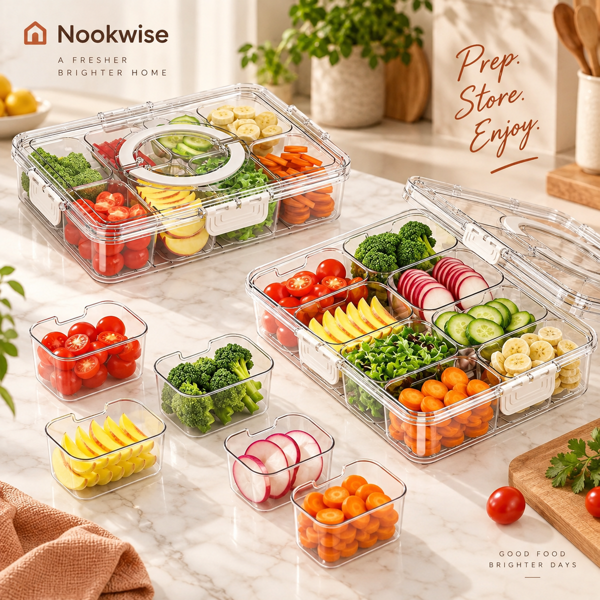 FreshServe Divided Snack & Serving Tray