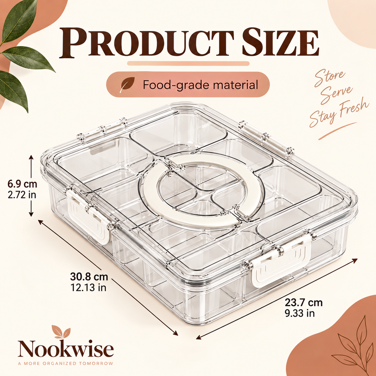 FreshServe Divided Snack & Serving Tray