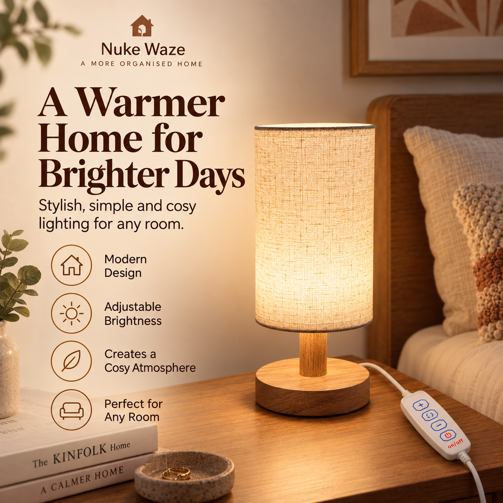LumiNest Wooden Bedside Lamp