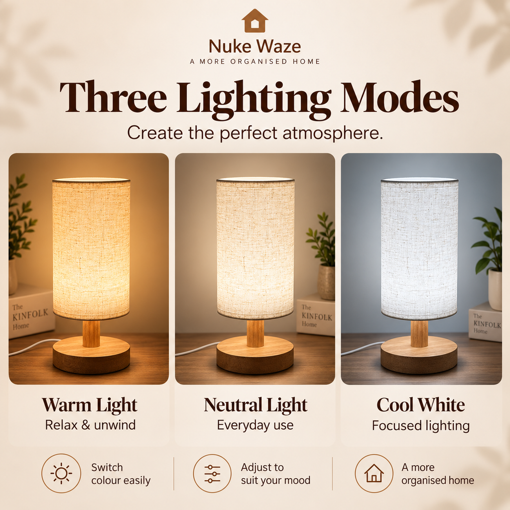 LumiNest Wooden Bedside Lamp