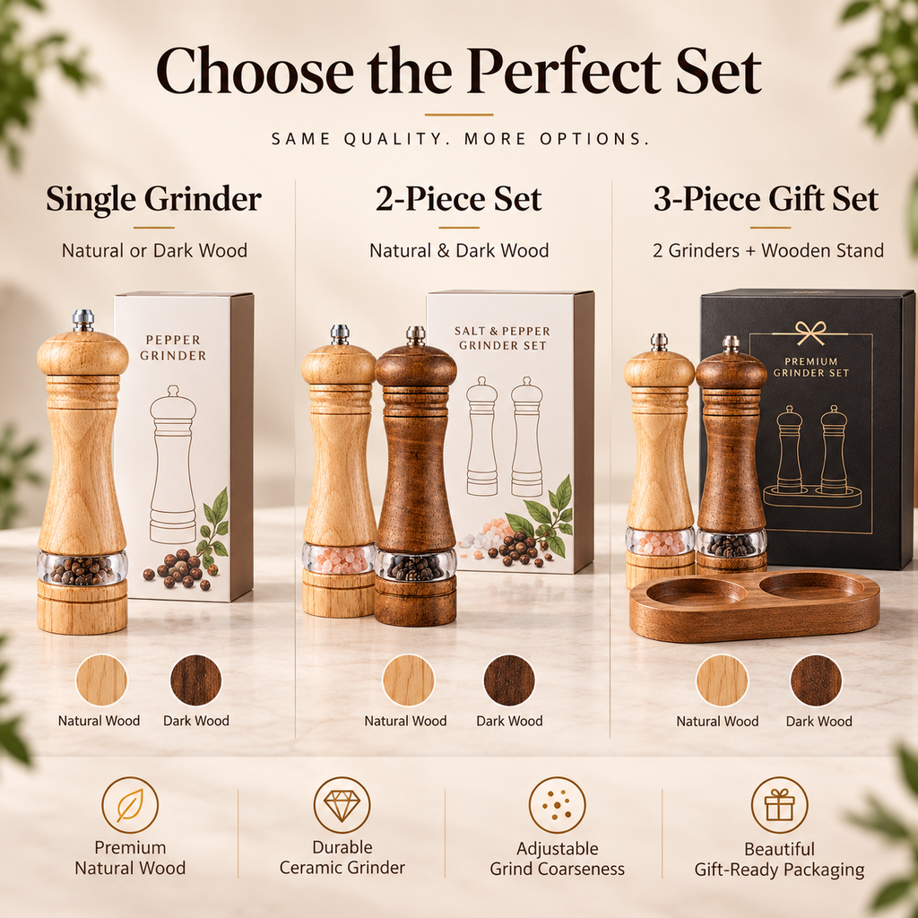 GrindCraft Wooden Salt & Pepper Mill