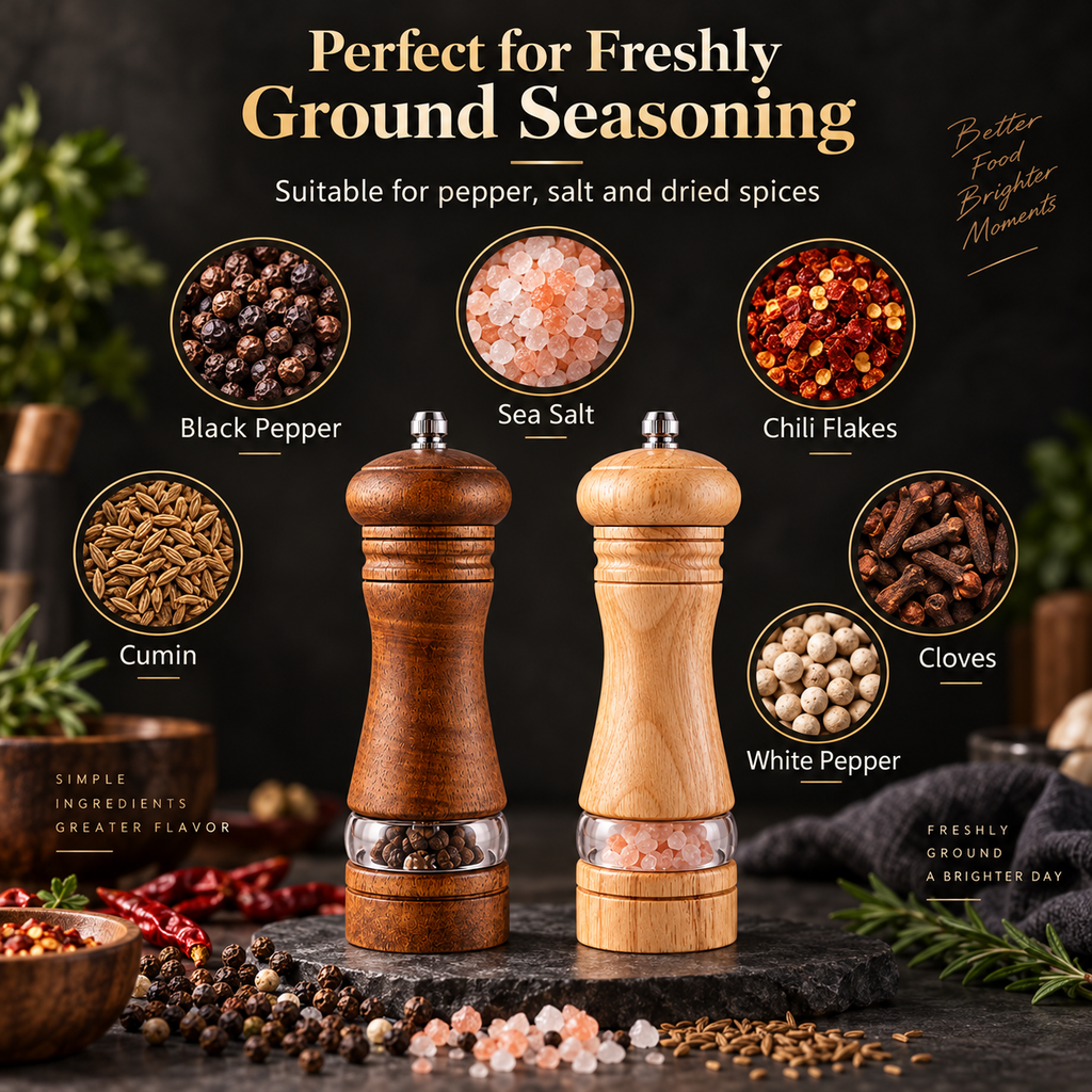 GrindCraft Wooden Salt & Pepper Mill