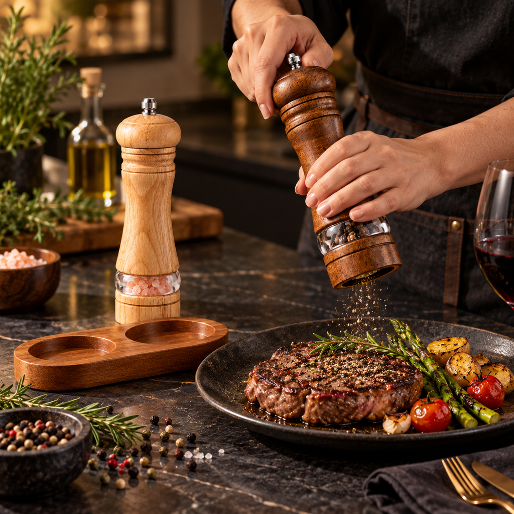GrindCraft Wooden Salt & Pepper Mill