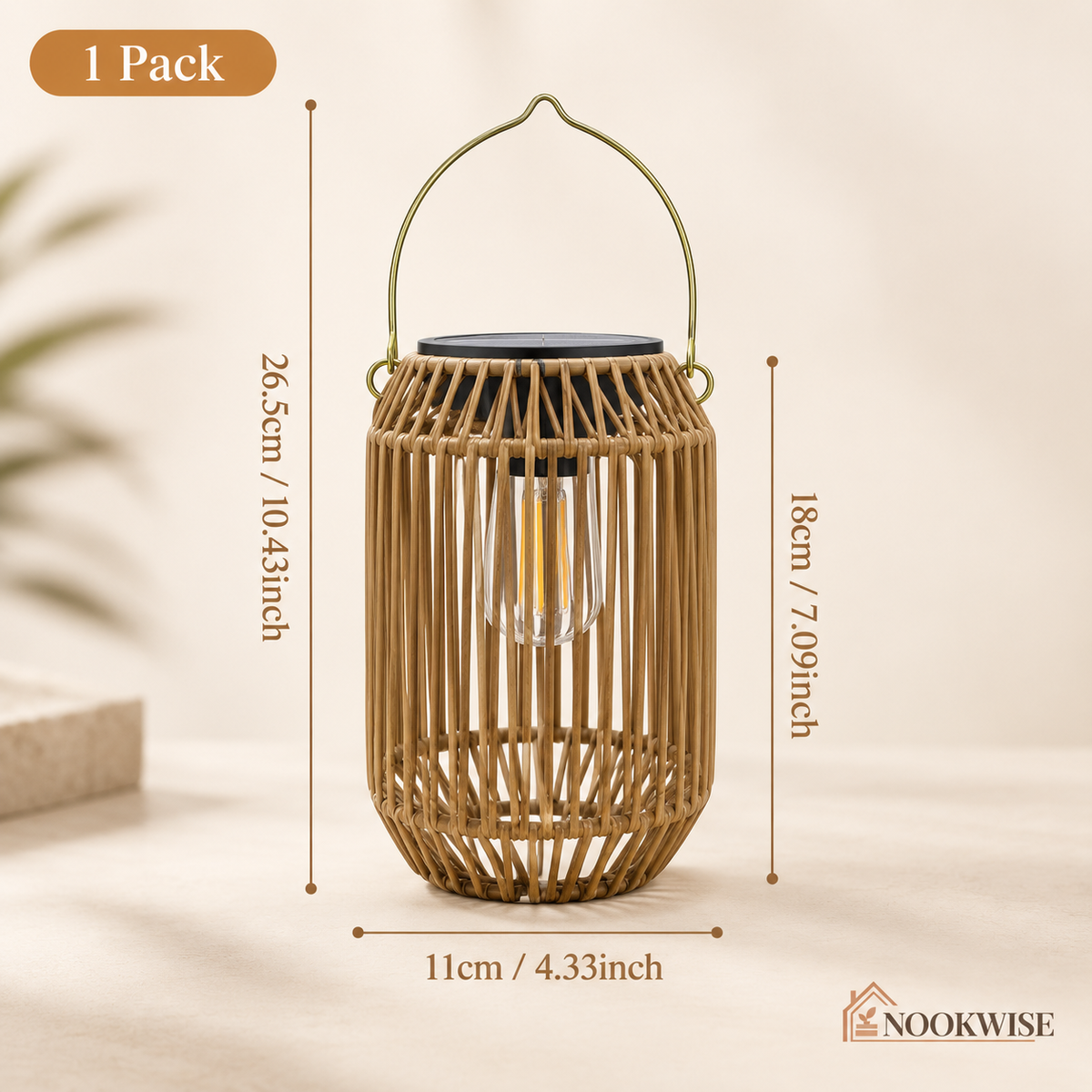 GlowWeave Solar Rattan Lantern