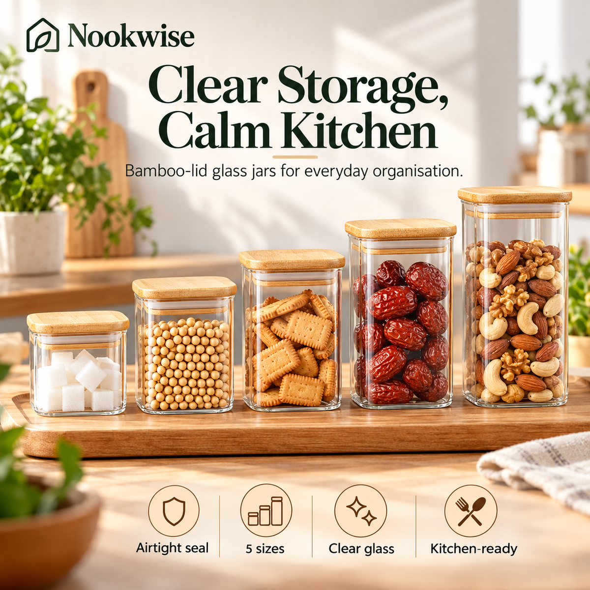 BambooKeep Glass Storage Jar