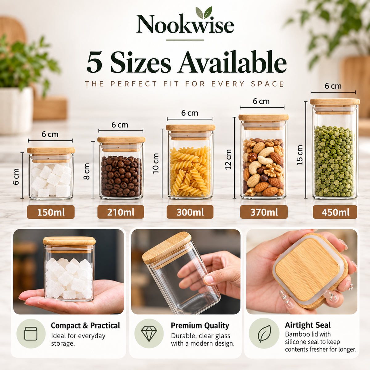 BambooKeep Glass Storage Jar