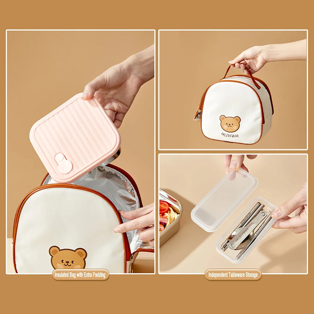 304 Stainless Steel Square Lunch Box With Lid Portable Fruit Salad Food Container Stackable Leak Proof Bento Box