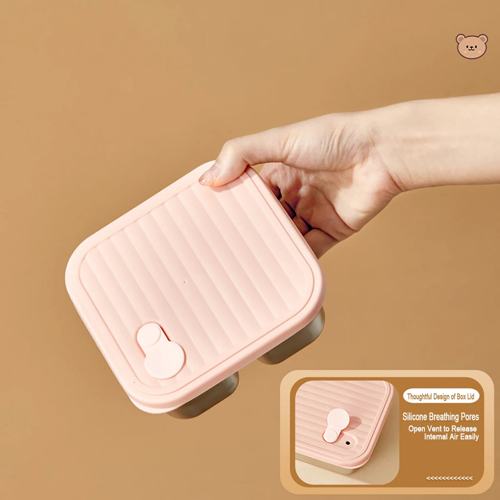 304 Stainless Steel Square Lunch Box With Lid Portable Fruit Salad Food Container Stackable Leak Proof Bento Box