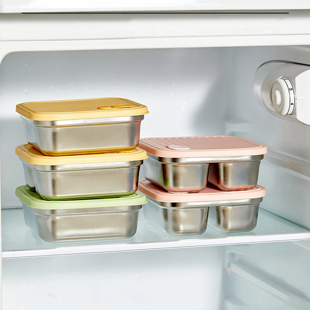 304 Stainless Steel Square Lunch Box With Lid Portable Fruit Salad Food Container Stackable Leak Proof Bento Box