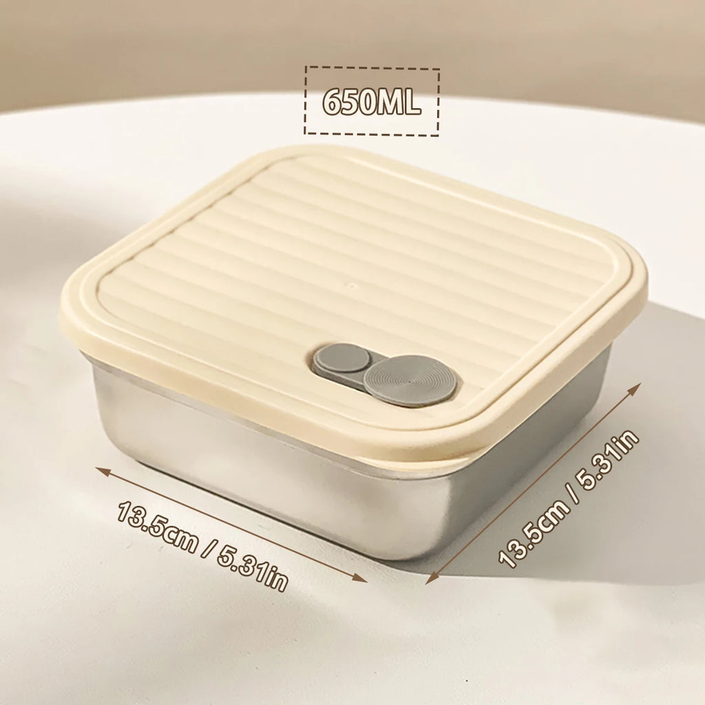 304 Stainless Steel Square Lunch Box With Lid Portable Fruit Salad Food Container Stackable Leak Proof Bento Box