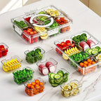 Divided Plate with Lid Food Storage Box Snack Box 8 Grid Snack Box Fruit Storage Box for Refrigerator Snack Vegetable Fruit Food