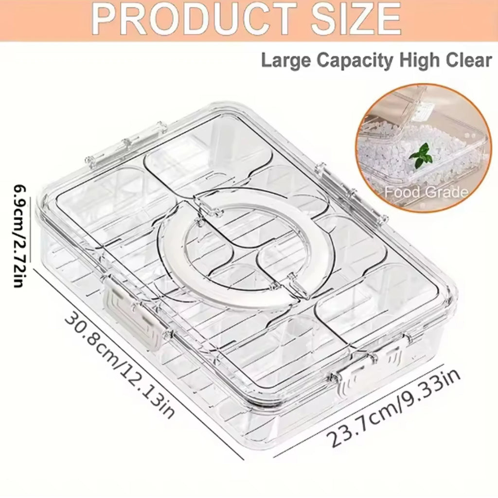 Divided Plate with Lid Food Storage Box Snack Box 8 Grid Snack Box Fruit Storage Box for Refrigerator Snack Vegetable Fruit Food