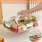 Divided Plate with Lid Food Storage Box Snack Box 8 Grid Snack Box Fruit Storage Box for Refrigerator Snack Vegetable Fruit Food